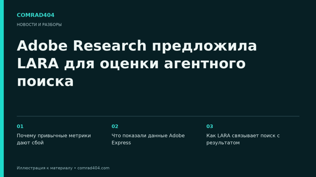 Adobe Research предложила LARA для оценки агентного поиска. Тематическая карточка Comrad404.