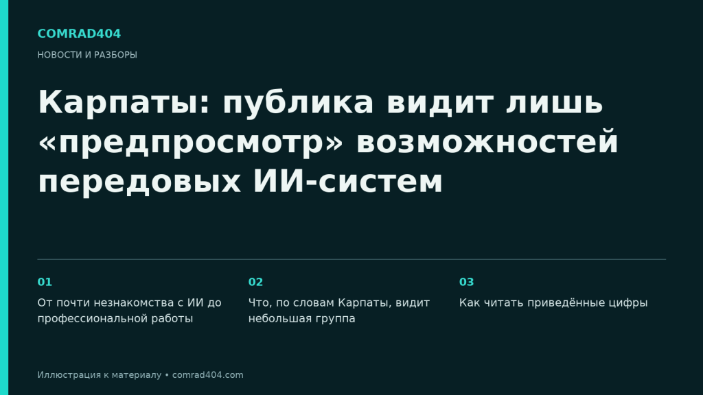 Карпаты: публика видит лишь «предпросмотр» возможностей передовых ИИ-систем. Тематическая карточка Comrad404.