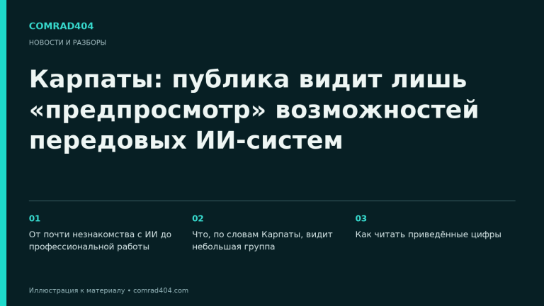 Карпаты: публика видит лишь «предпросмотр» возможностей передовых ИИ-систем. Тематическая карточка Comrad404.