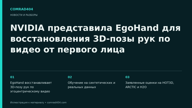 NVIDIA представила EgoHand для восстановления 3D-позы рук по видео от первого лица. Тематическая карточка Comrad404.
