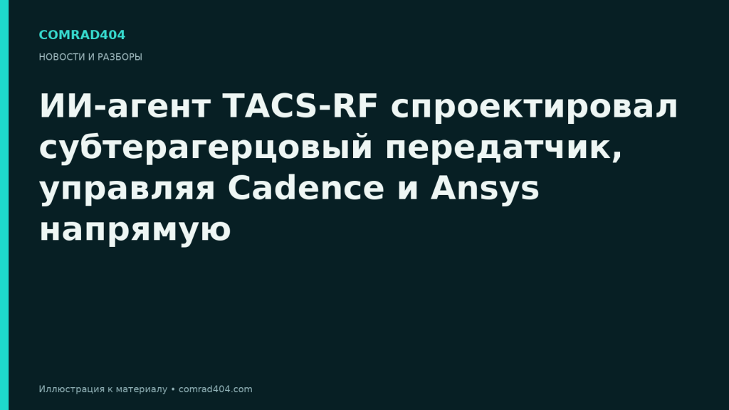 ИИ-агент TACS-RF спроектировал субтерагерцовый передатчик, управляя Cadence и Ansys напрямую. Тематическая карточка Comrad404.