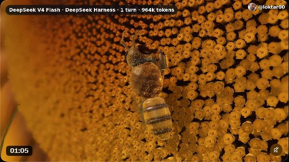 3D-пчела на подсолнухе из демонстрации DeepSeek V4.1 Flash 1017 пользователя Loktar